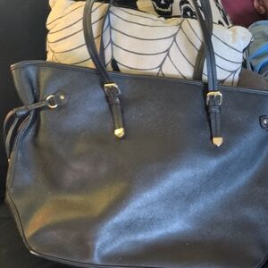 JustFab Black Tote Bag with Gold Accents